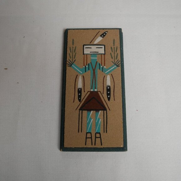 Navajo Other - Navajo Sand Painting Yei Female Native American 8”x4” Signed By The Artist
